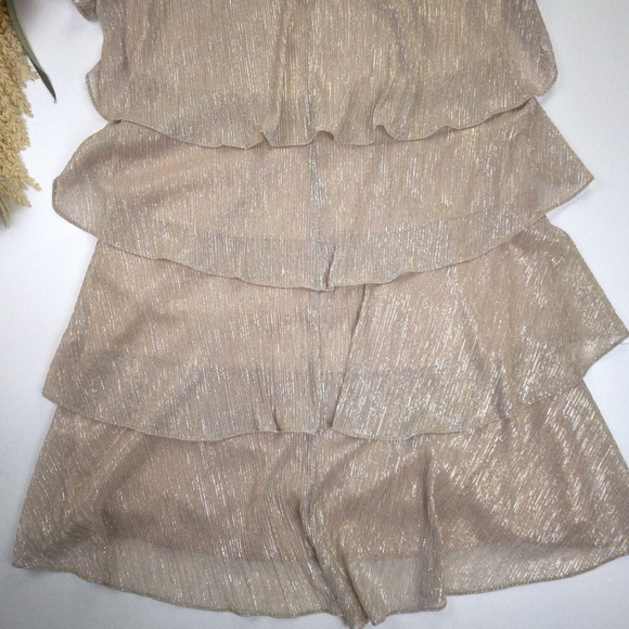 SLNY Shimmering Rose Gold Layered Dress Sz 12 - Picture 6 of 14